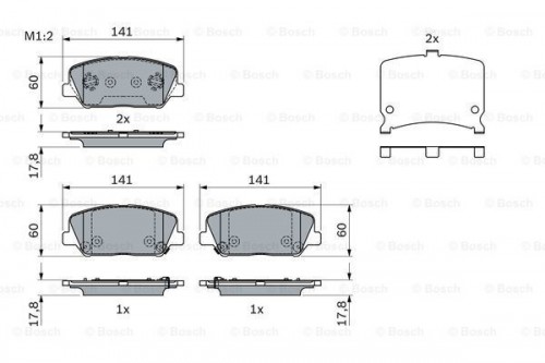 Brake pad set, disc brake BOSCH