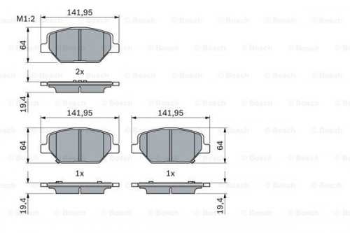 Brake pad set, disc brake BOSCH