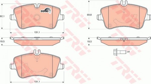 Brake pad set, disc brake TRW