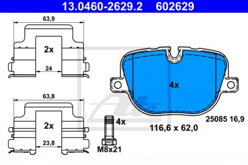 Brake pad set, disc brake ATE