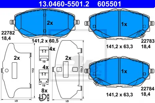 Brake pad set, disc brake ATE