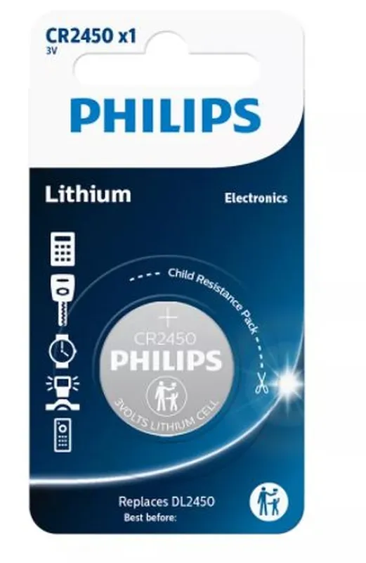 Philips CR2450 Batterij 3V Lithium Cell DL2450 Voor Autosleutels & Elektronische Apparaten 
