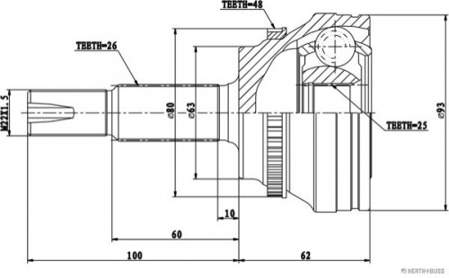 CV joint repair kit, drive shaft HERTH+BUSS JAKOPARTS