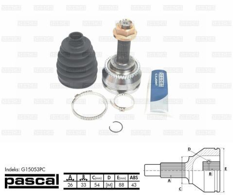 CV joint repair kit, drive shaft PASCAL