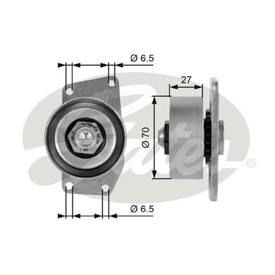 Tensioner pulley, poly V-belt GATES