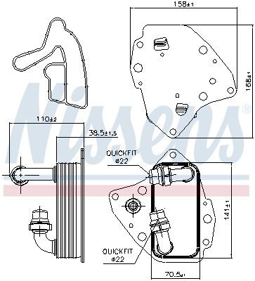 Oil cooler, engine oil NISSENS